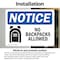 Signmission No Backpacks Allowed Sign With Symbol, 5 in W x Rectangle, Vinyl Decal OS-2PACK-NS-D-35-L-14386 - alternate 4